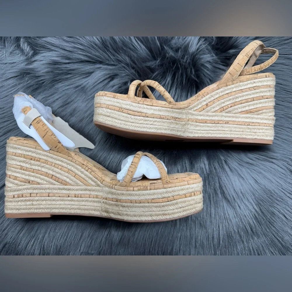 *NEW* Dolce Vita Elvia Strappy Platform Wedge Sandals in Natural Cork Size 10
